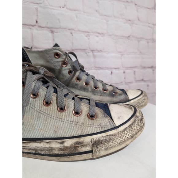 Size 9 - Converse Chuck High Top Denim Cherry Blossom Goth Zombie Custom Shoe - Picture 4 of 15